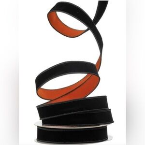 1 in Orange and Black Halloween Designer Velvet Ribbon Craft Supplies 10 Yards